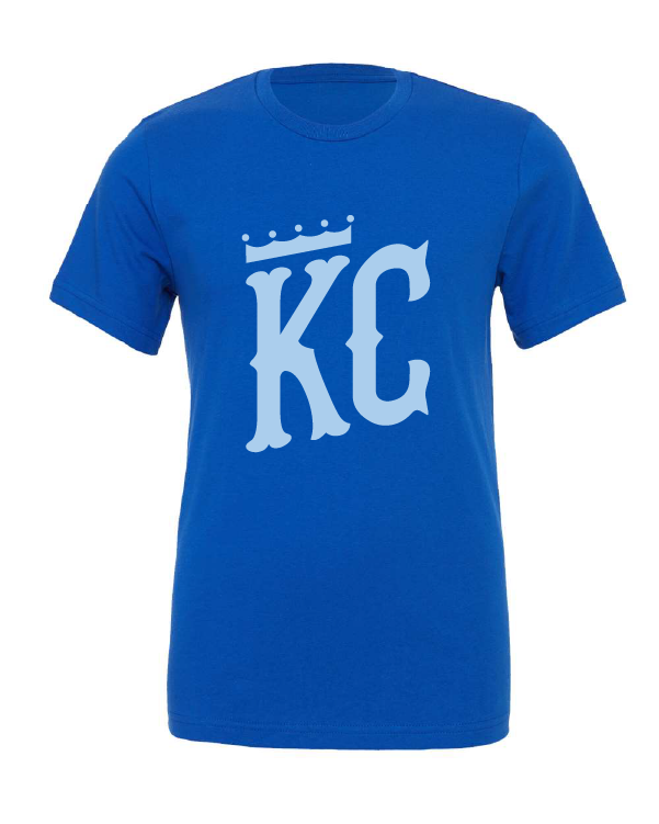 KC Crown design on a blue t-shirt