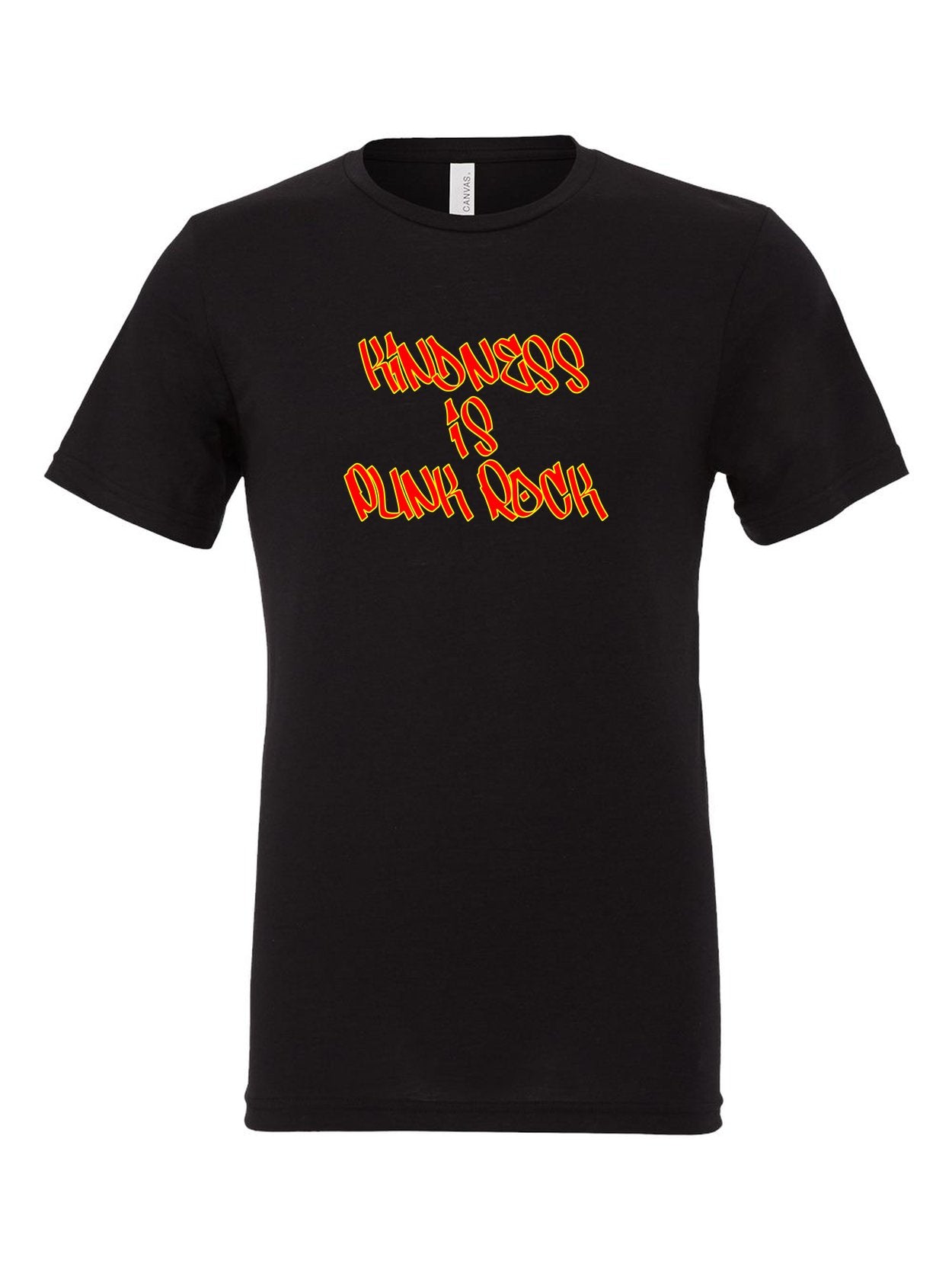 Kindness is Punk Rock on a black t-shirt