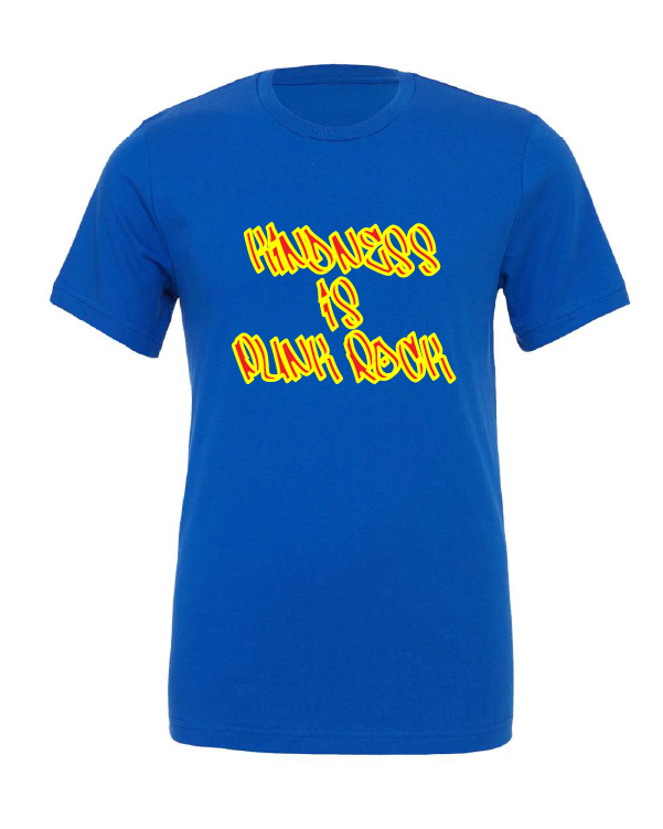 Kindness is Punk Rock design on a blue t-shirt