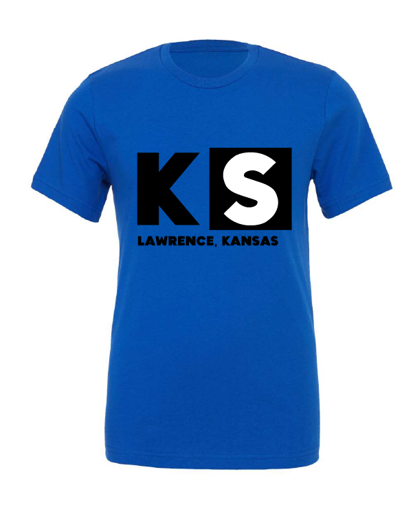 Lawrence, KS Cartoon Network Logo design on a blue t-shirt
