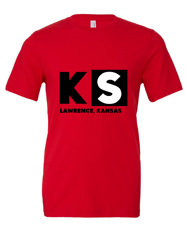Lawrence, KS Cartoon Network Logo design on a red t-shirt
