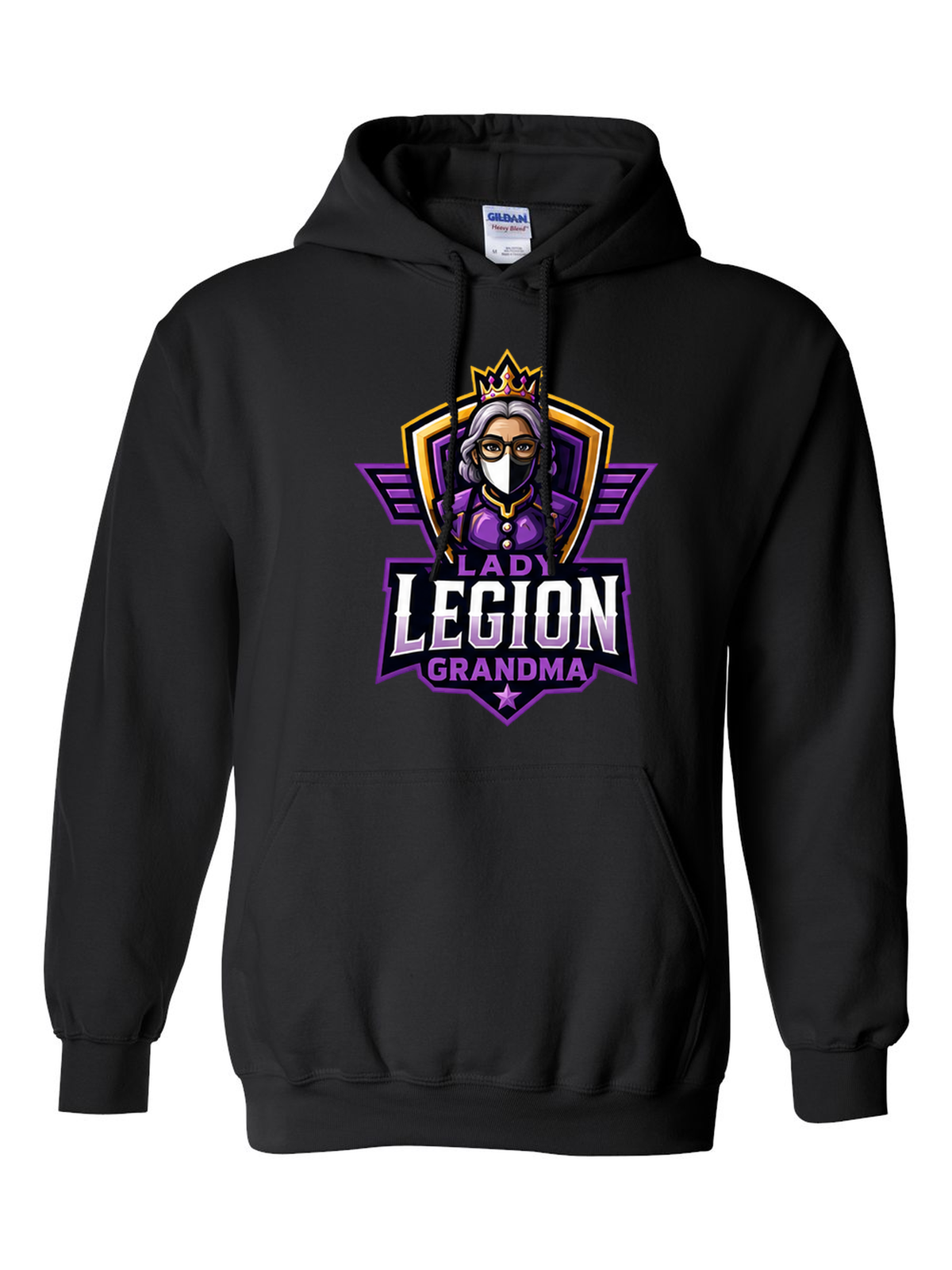 Lady Legion Family Hoodie, Grandma badge, black