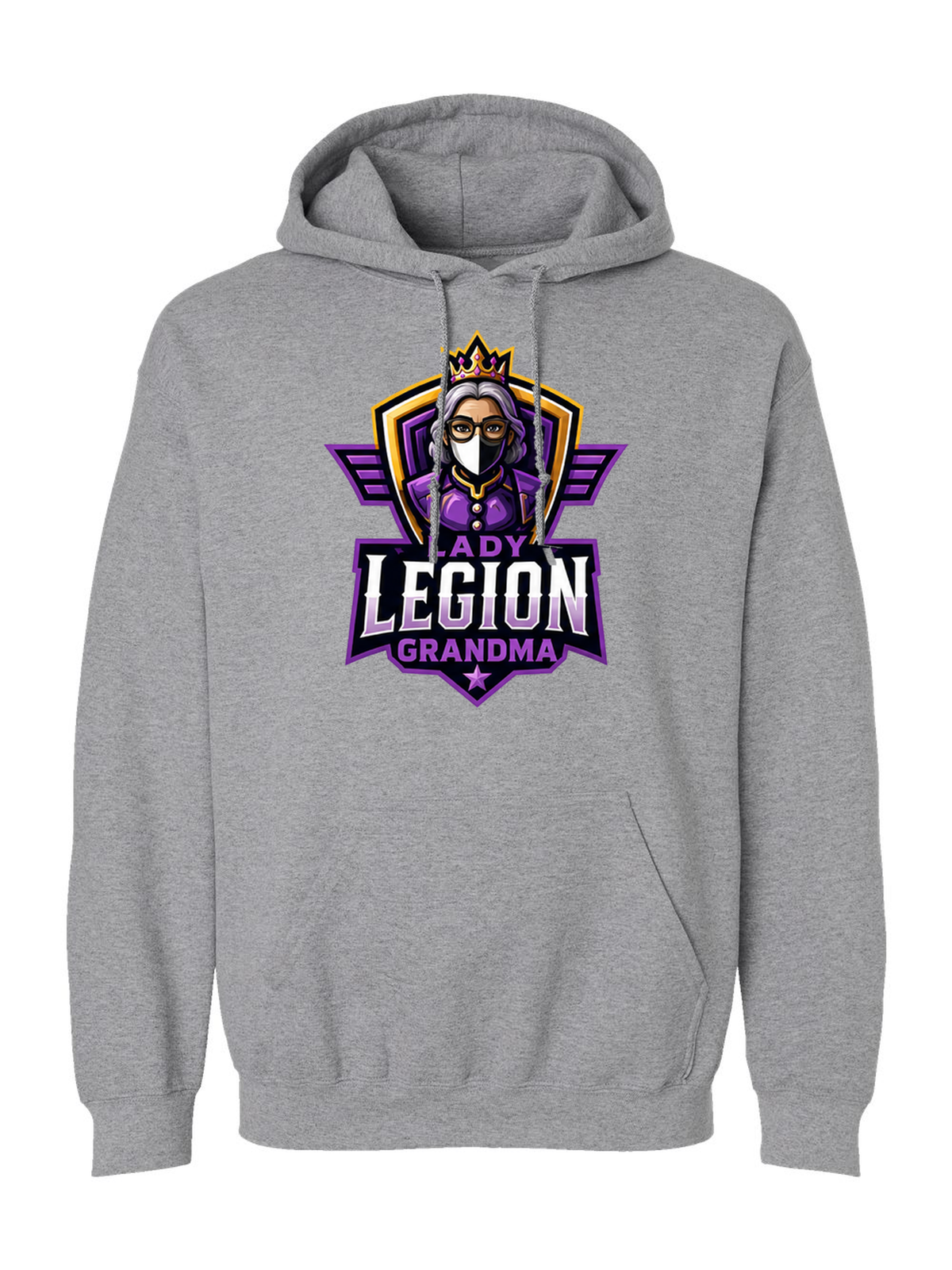 Lady Legion Family Hoodie, Grandma badge, sport grey