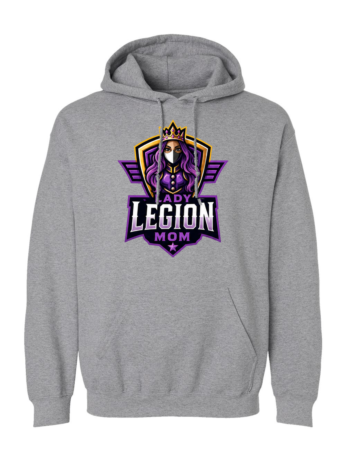 Lady Legion Family Hoodie, Mom badge, sport grey