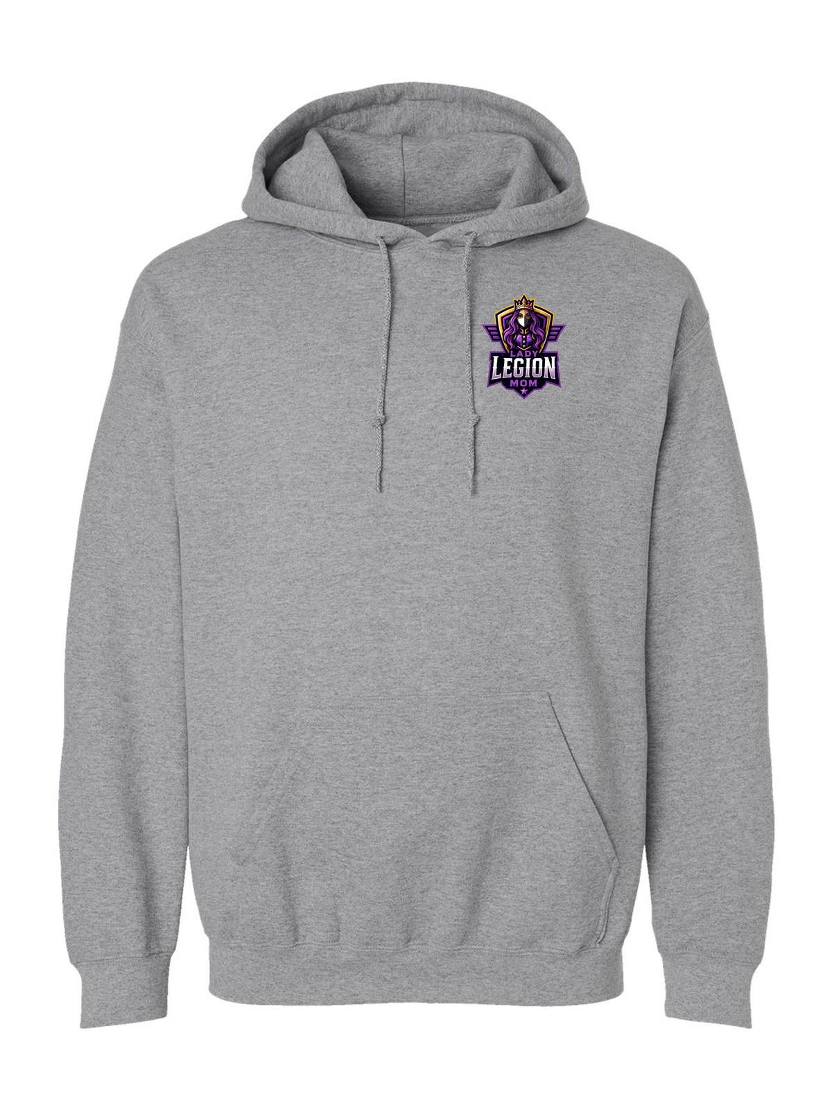 Lady Legion Family Pocket Hoodie, Mom badge, sport grey