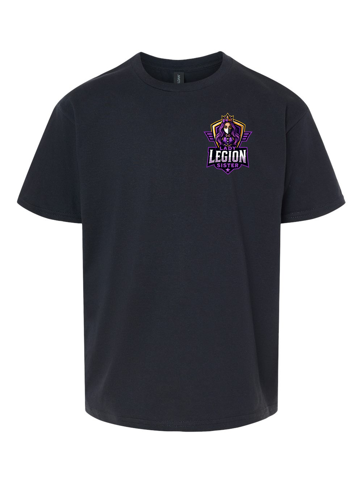 Lady Legion Family Pocket Tee (Youth), Sister badge, black