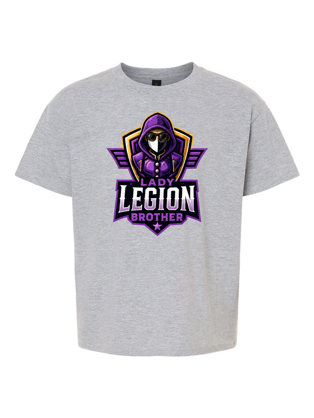 Lady Legion Family Tee (Youth), Brother badge, sport grey