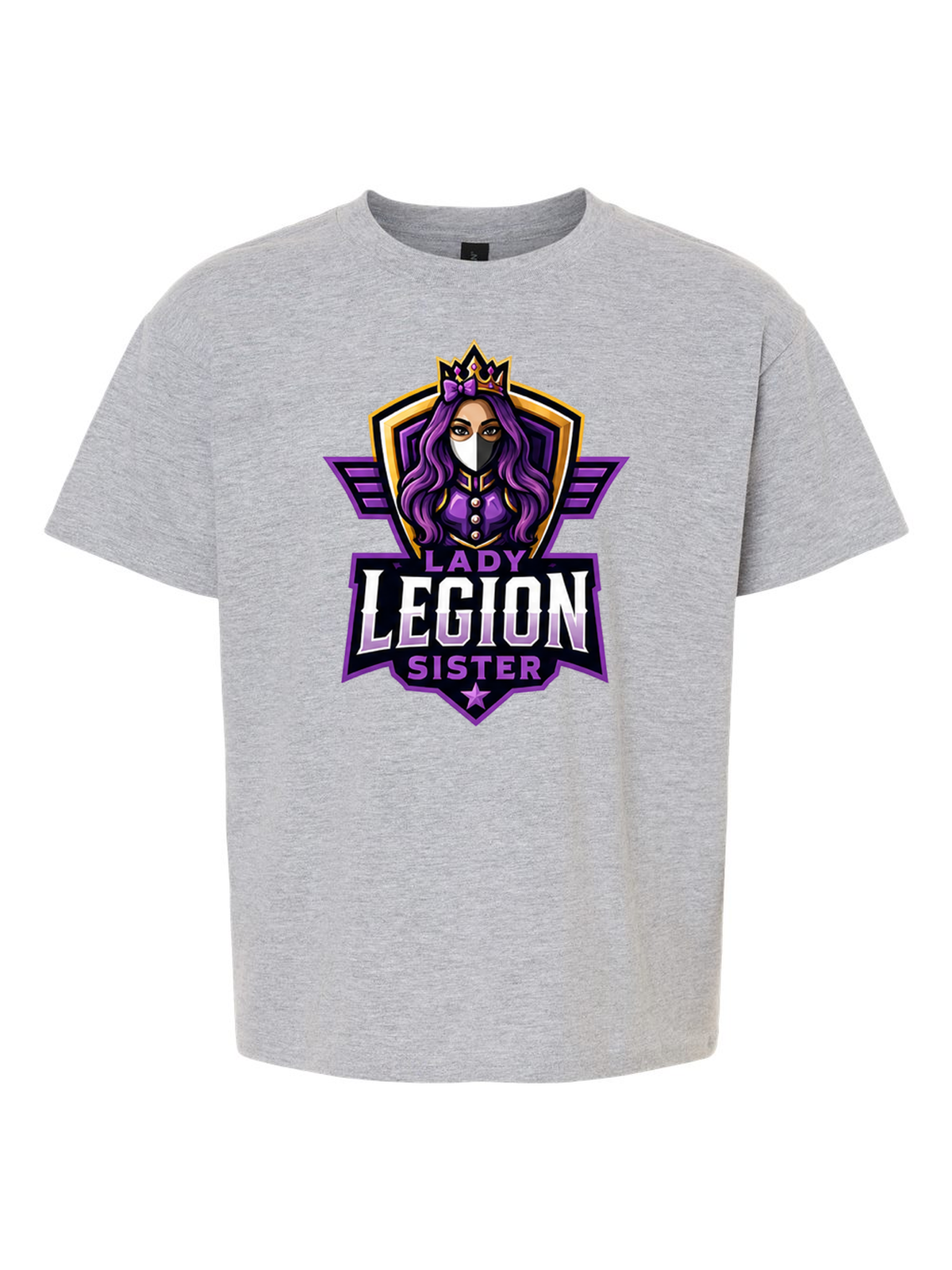 Lady Legion Family Tee (Youth), Sister badge, sport grey