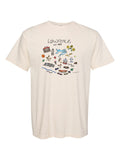 Lawrence Est. 1854 collage by Claire Wakefield on an ivory Comfort Colors tee