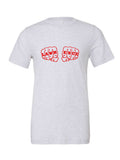 Lawrence Fists on a white t-shirt