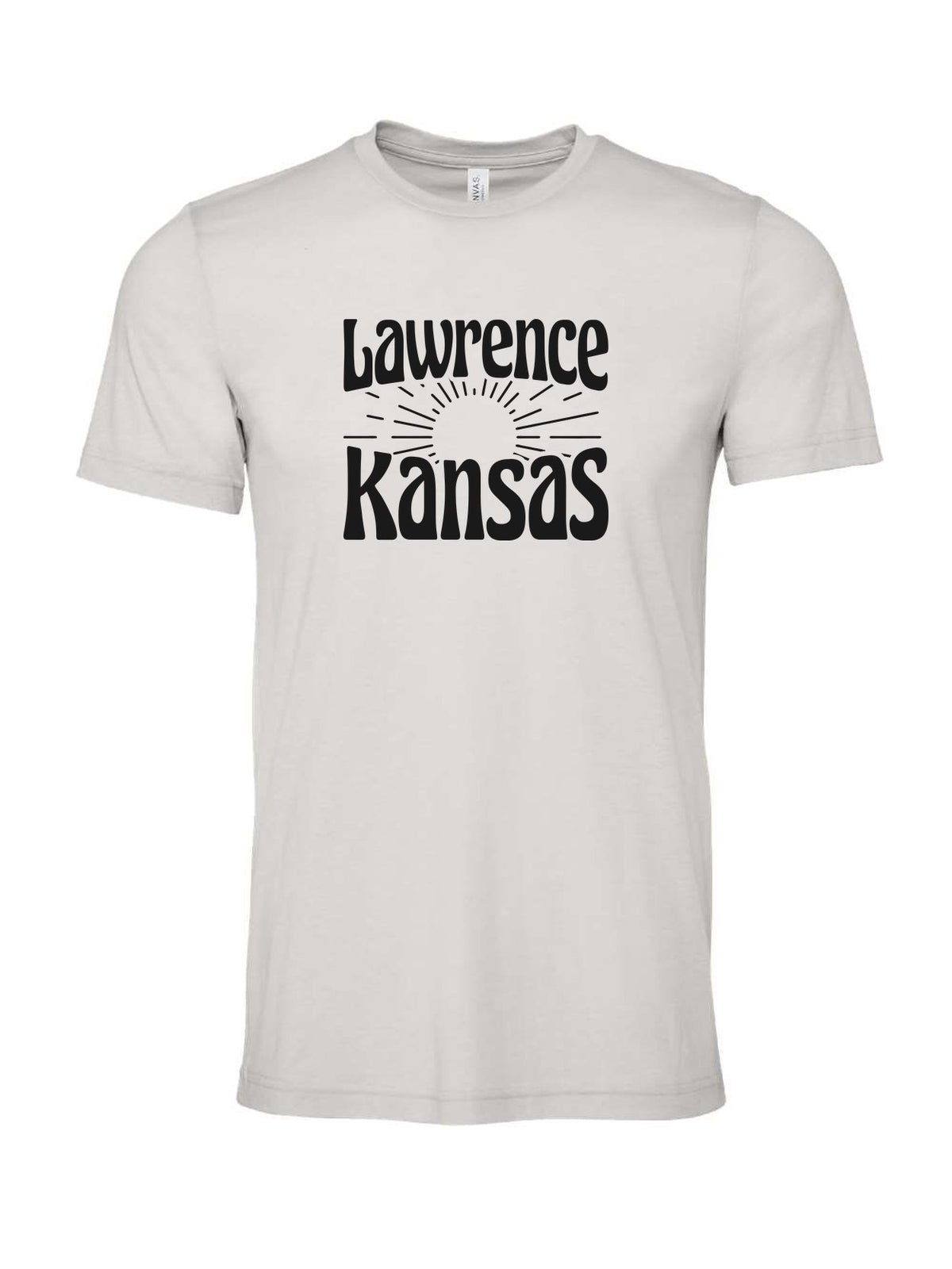 Lawrence Kansas Rays on a cement gray t-shirt