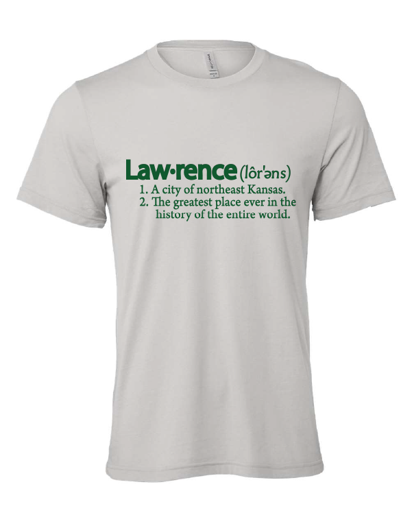 Lawrence Definition design on a gray t-shirt