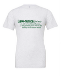 Lawrence Definition design on a white t-shirt
