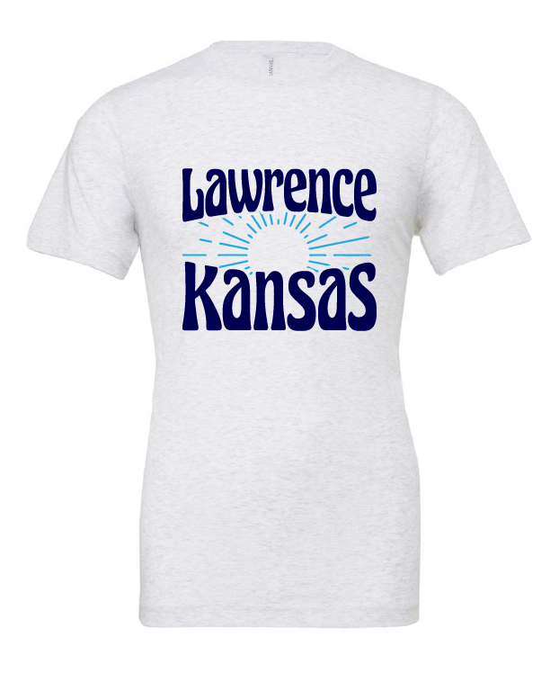 Lawrence Kansas Rays design on a white t-shirt