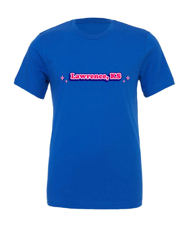lawrence kansas local sparkle college town blue tshirt t-shirt 