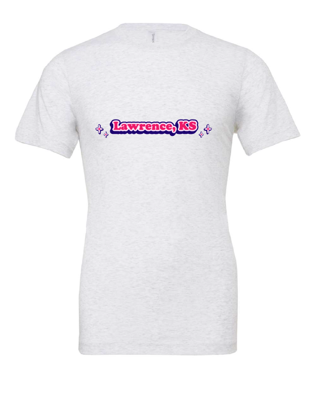 lawrence kansas local sparkle college town white tshirt t-shirt 