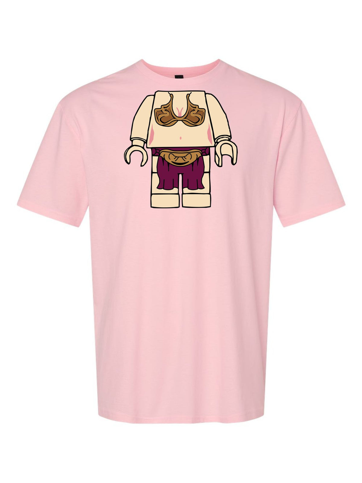 Lego Leia Costume design on a light pink t-shirt