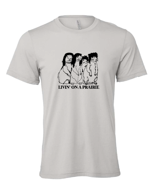 Livin' on a Prairie design on a gray t-shirt