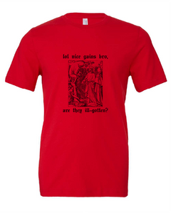 medieval times gains muscles bro midle ages red tshirt t-shirt 