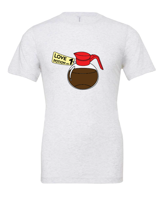 Love Potion No. 1 design on a white t-shirt