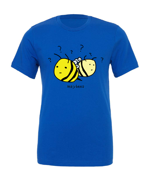 Maybees design on a blue t-shirt