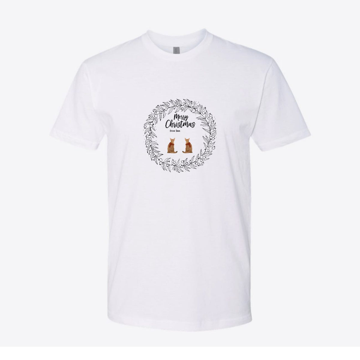 Merry Christmas Pet Wreath Custom Tee