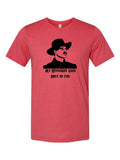 My Hypocrisy Goes Only So Far on a true red t-shirt
