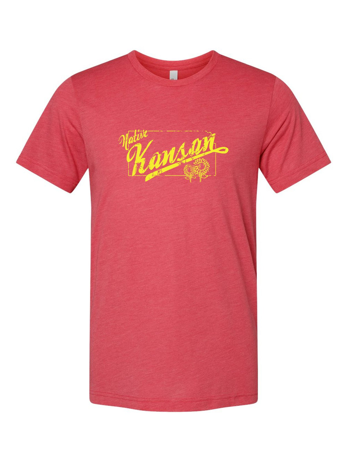 Native Kansan on a true red t-shirt