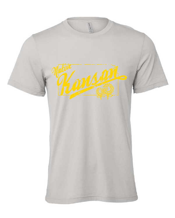 Native Kansan design on a gray t-shirt