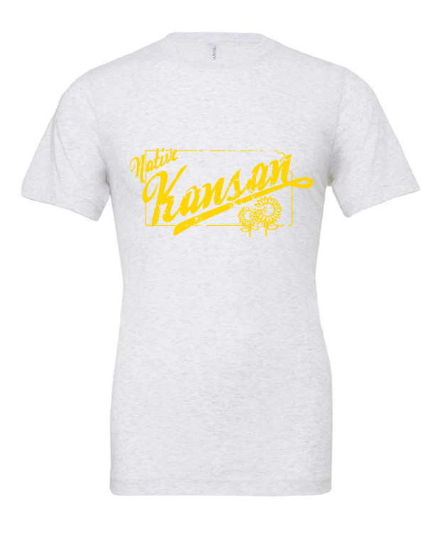 Native Kansan design on a white t-shirt