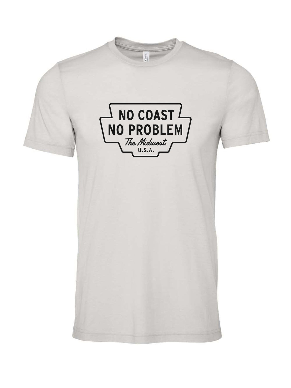 No Coast No Problem on a cement gray t-shirt