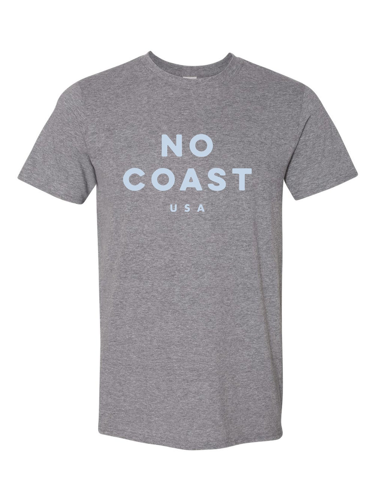 No Coast USA on a gray t-shirt