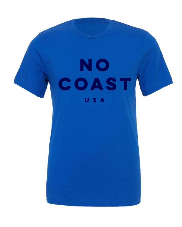 No Coast USA design on a blue t-shirt