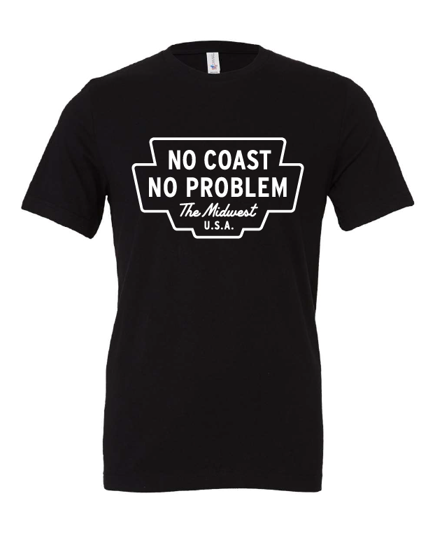 No Coast No Problem design on a black t-shirt