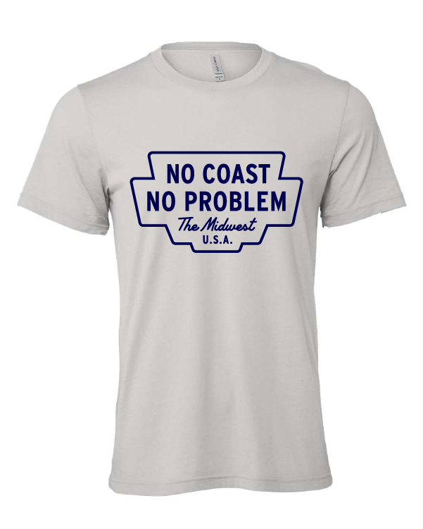 No Coast No Problem design on a gray t-shirt