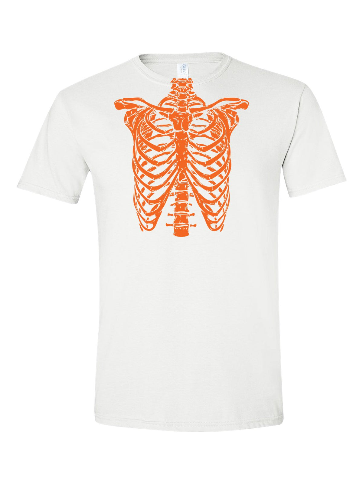 Orange Ribcage Costume design on a white t-shirt