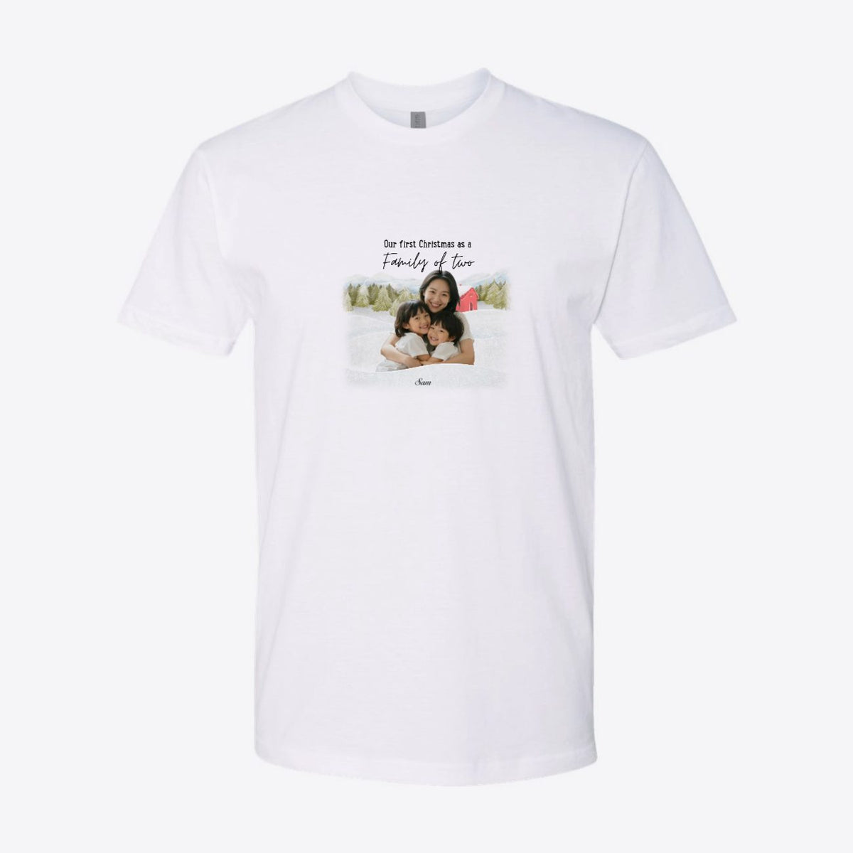 Our First Christmas as a Family Photo Custom Tee