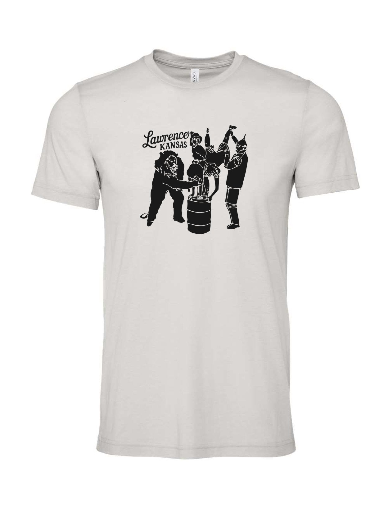 Oz Keg Stand on a cement gray t-shirt