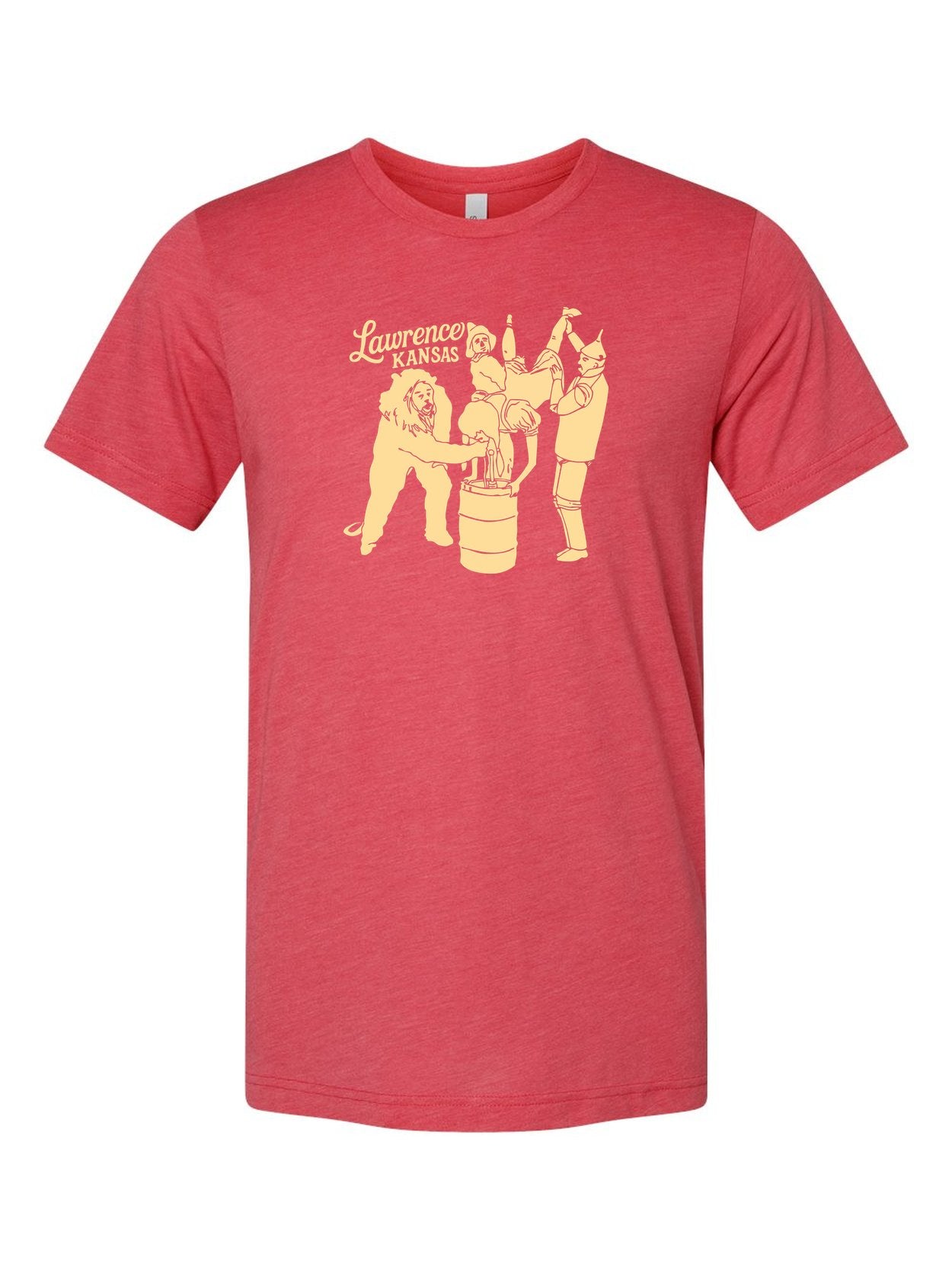 Oz Keg Stand on a true red t-shirt