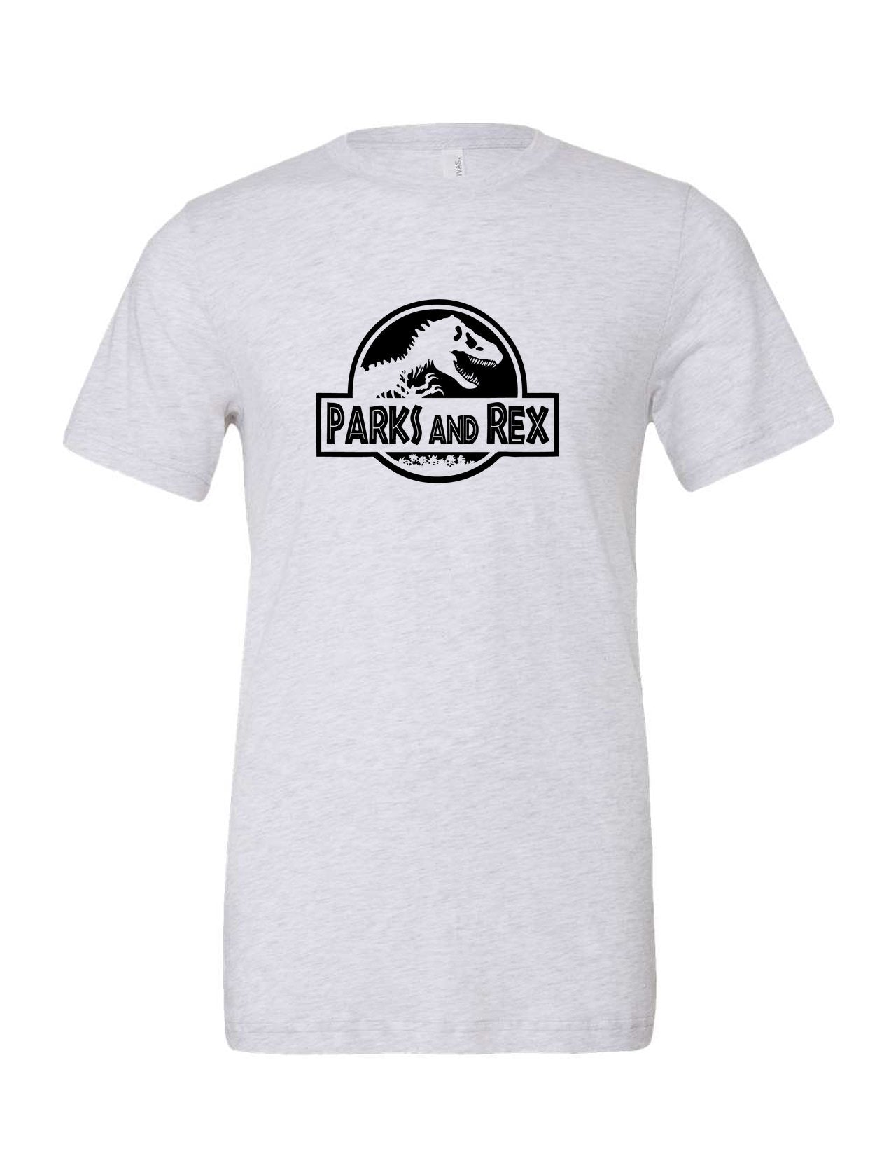 Parks and Rex on a white t-shirt