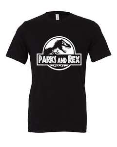 parks and rec Jurassic park dinosaur trex movie tv show funny black tshirt t-shirt 