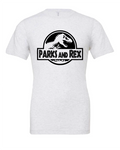Parks and Rex design on a white t-shirt