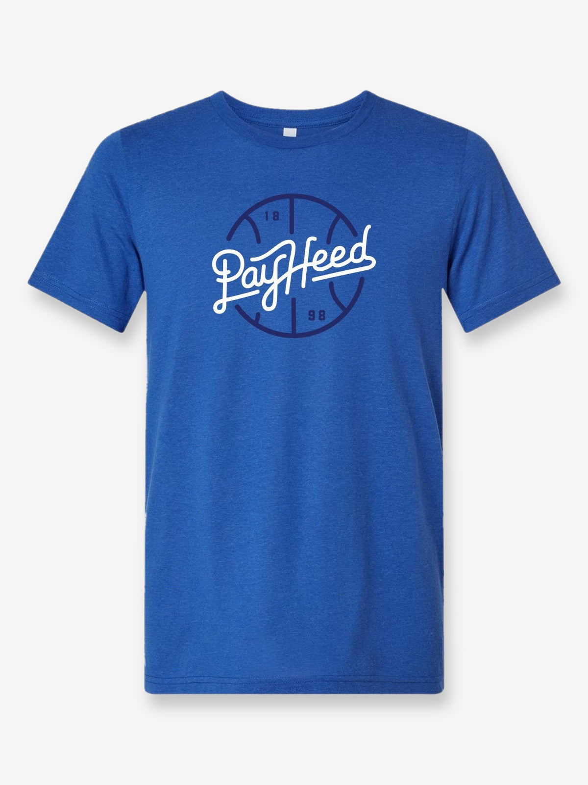 Pay Heed on a royal blue t-shirt