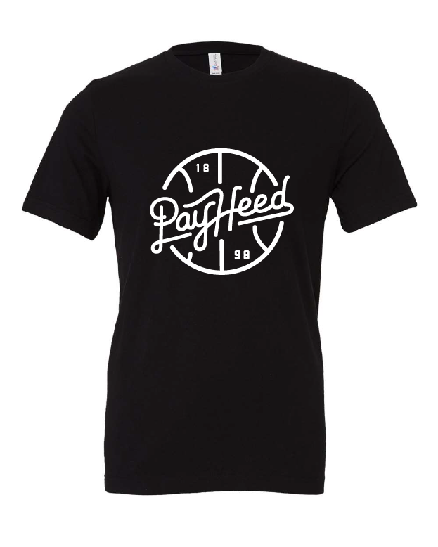 Pay Heed design on a black t-shirt