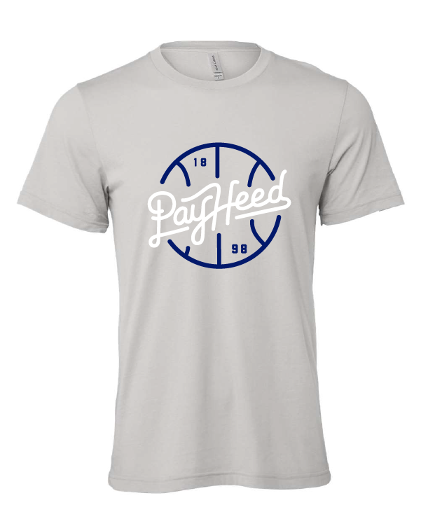 Pay Heed design on a gray t-shirt