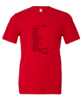 Pay It Forward design on a red t-shirt