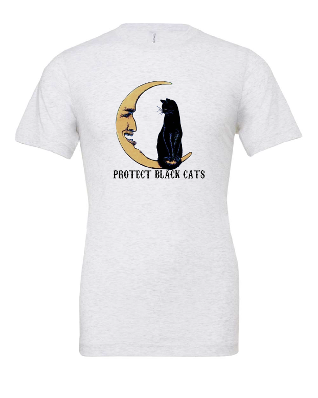 Protect Black Cats design on a white t-shirt