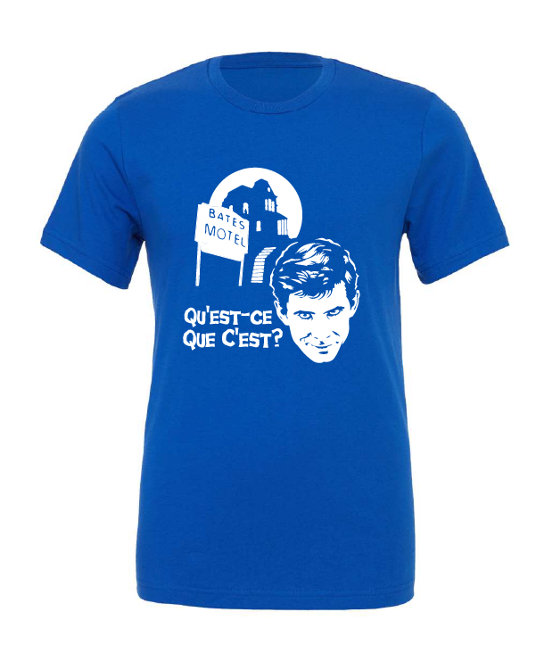 Psycho Killer design on a blue t-shirt