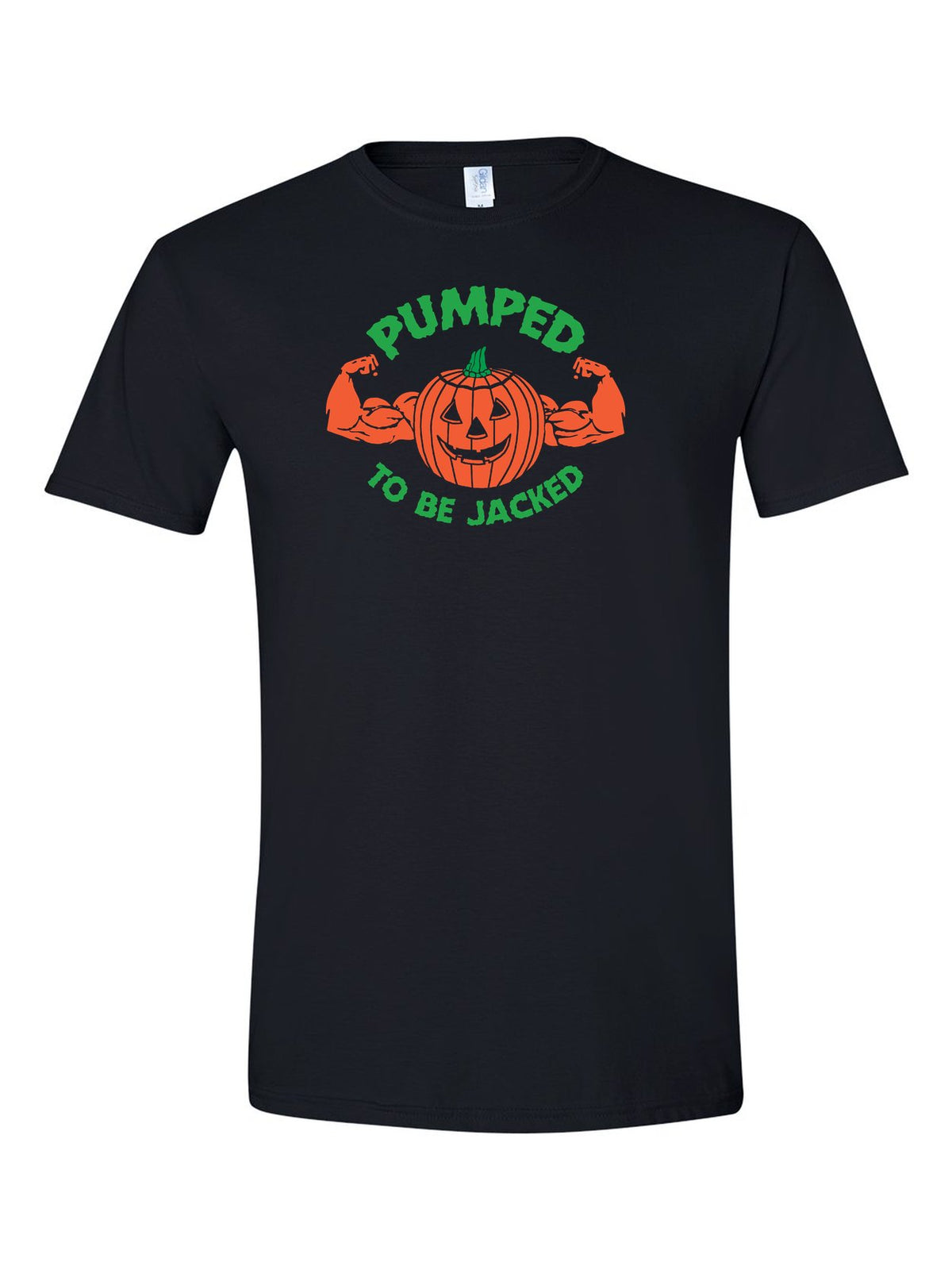 Pumped to Be Jacked design on a black t-shirt