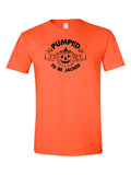 Pumped to Be Jacked design on an orange t-shirt